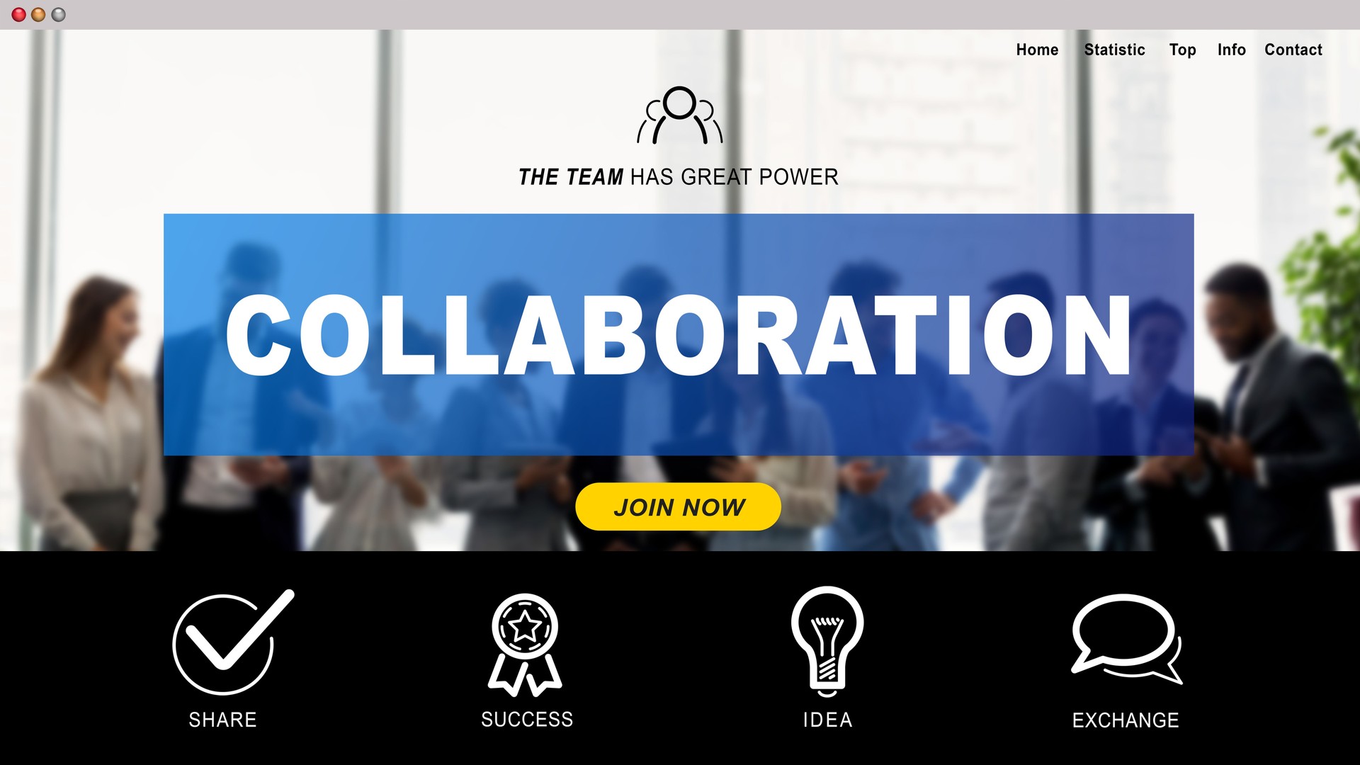 Page de site Web de collaboration au-dessus de la réunion d'équipe d'affaires
